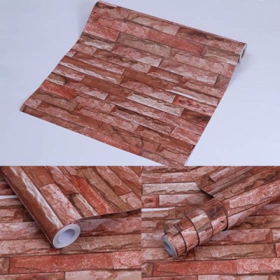 China Factory Price Vinyl Self-adhesive Wallpaper 3d Red Stone Wallpaper For Home Decoration Wall Covering